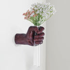 Wall Sculptures, Hand Vases Home Decor, Wall Mount Art Sculpture, Unique Wall Art Statue, Funky Flower Vase Decorations, Modern Eclectic Hanging Decor,Glass Test Tube Vase