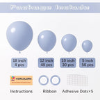 130pcs Dusty Blue Balloons Different Sizes 18" 12" 10" 5" Slate Blue Balloons for Boys Girls Baby Shower Wedding Anniversary Graduation Engagements Birthday Party Decorations