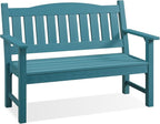 Psilvam 2-Person Outdoor Memorial Bench, All-Weather Poly Lumber Garden Bench, Rot-Resistant Outdoor Patio Bench for Park,Porch,and Church (Blue)
