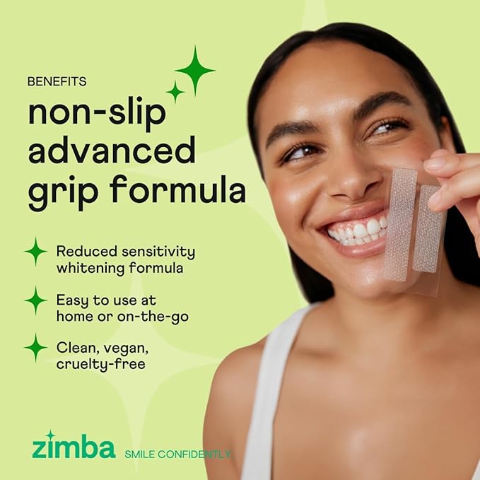 Zimba Teeth Whitening Strips for Teeth Sensitive, White Strips for Teeth Whitening, Teeth Whitener Stain Remover 28 White Strips Included Per Pack, 2 Pack (14 Day Treatment), Spearmint and Watermelon