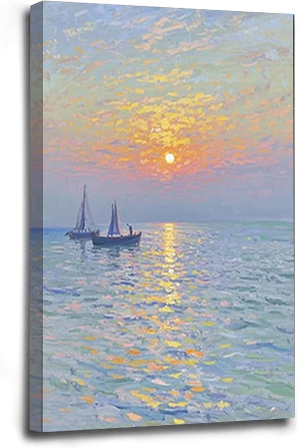 Coastal sailboat scenery poster art decor ocean nautical room decor beautiful sailboat seascape decor suitable for beach villa