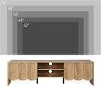 ORRD 63'' TV Stand, Modern TV Console Table Wave Panel Television Stands Entertainment Media Center with Storage Compartment and Sliding Door for Living Room (Natural)