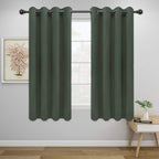 Easy-Going Blackout Curtains for Bedroom, Solid Thermal Insulated Grommet and Noise Reduction Window Drapes, Room Darkening Curtains for Living Room, 2 Panels (52x46 in,Greyish Green)