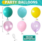 Pastel Balloons 60 Pcs Metallic Pink Purple Teal Blue Yellow Multicolor Latex Balloon Macaron Rainbow Pastel Color Party Balloons for Girls Birthday Baby Shower Bridal Wedding Party Decorations