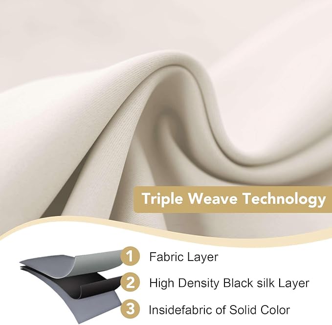 H.VERSAILTEX Room Darkening Curtains for Living Room Light Reducing Thermal Insulated Window Treatment Panels/Drapes Grommet Top 2 Panels (Ivory - 52 x 108 Inches)