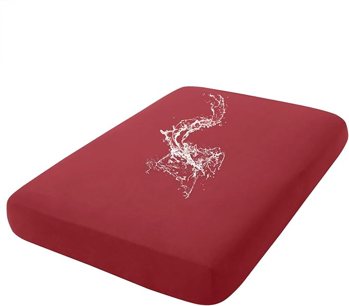 hyha Waterproof Couch Cushion Covers, Stretch Sofa Couch Seat Slipcover for Dog Washable, Non-Slip Waterproof Outdoor Cushion Covers for Patio Furniture Replacement (1 Piece for Medium, Wine Red)