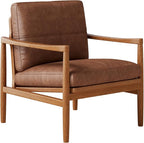 Mid Century Modern Accent Chair, Wooden Accent Chairs, Accent Chairs for Living Room, Wood Frame & Soft Cushion, Reading Leisure Chair for Living Room, Reading Room, Bedroom