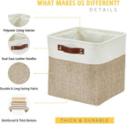 DECOMOMO Storage Cubes, 11x11 Cube Storage Bins, Baskets for Shelves (Beige & White, Cube 11" - 4 Pack)
