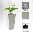 XBrand Modern 28-Inch Square Planter, Modern Tapered Planter Perfect for Indoor & Outdoor, Patio Décor, Set of 2
