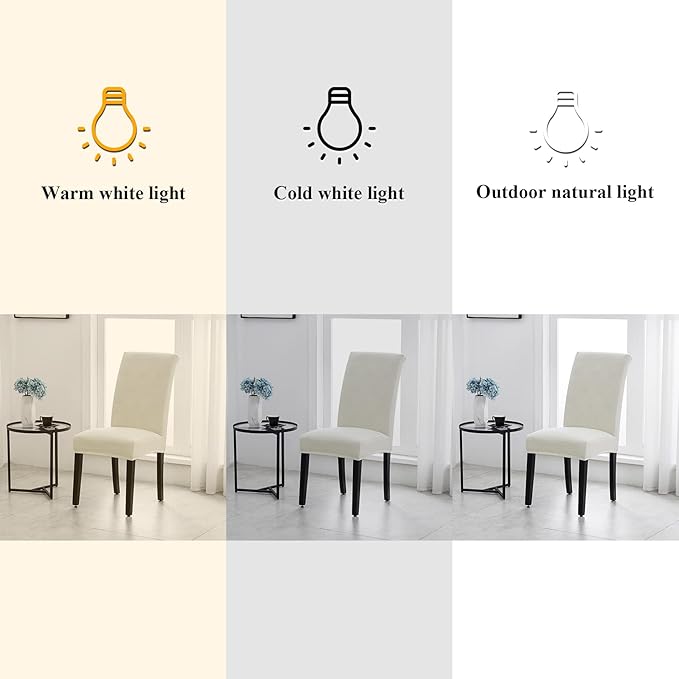 Joccun Dining Chair Slipcovers Set of 8, Stretch Dining Room Chair Covers, Washable Parsons Chair Cover, Ivory, 8 Pack