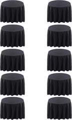 Surmente 120 inch Round Tablecloths -10 Pack Black Round Table Cloths, Polyester Fabric Table Covers for Wedding, Party, Banquet, or Restaurant