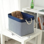 TcaFmac Organization and Storage Basket for Shelves - Large 2 Pack 16x12x12 inch Fabric Storage Cubes, Collapsible Storage Bins for Gift Closet Cloth Toy Books Kids (Navy Patchwork)