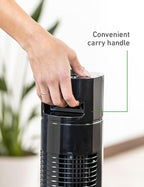 Holmes 31" Manual Tower Fan, 70° Oscillation, 3 Speeds, 2-Hour Auto Shut-Off Timer, Adjustable Vents, Compact and Slim Profile, Carry Handle, Ideal for Cooling your Home, Bedroom or Office, Black