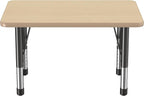 FDP Rectangle Activity School and Classroom Kids Table (24 x 36 inch), Chunky Toddler Leg, Adjustable Height 15-24 inches - Maple Top and Maple Edge