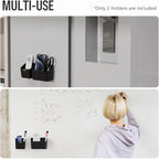 loukin Magnetic & Adhesive Dry Erase Marker Holder with Diver, 1 Small + 1 Mini, Magnetic Storage Organizer for Whiteboard or Refrigerators (Black)