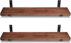 CONSDAN Floating Shelves for Wall Mounted Book Shelf Hanging Shelves Floating Bookshelf for Bedroom, Bathroom, Living Room, Kitchen USA Grown Solid Hardwood, Dark Maple 16x7.5x1.5 in (Set of 2)