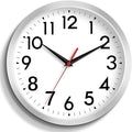 Wall Clock Small Analog 8 Inch Silent Non Ticking Battery Operated Modern Simple Decorative for Kitchen Office Bedroom Bathroom Living Room(Silver)