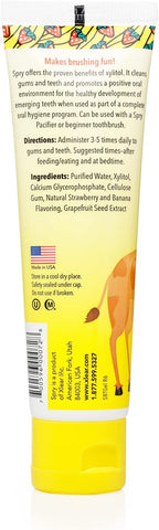 Spry Natural Xylitol Toothpaste for Baby, Toddler and Kids Age 3 Months and Up - Fluoride Free Tooth Gel, Tasty, Support Development of Emerging Teeth, Strawberry Banana 2 Fl Oz (Pack of 1)