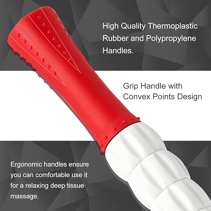 Muscle Roller Stick for Athletes - Deep Tissue Fascia Blaster & Roller Massager for Myofascial Pain Relief - Handheld Physical Therapy & Recovery Tool(Red White-20 inch)