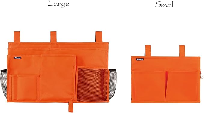 Surblue Caddy Hanging Organizer Bedside Storage Bag for Bunk and Hospital Beds, Orange, Small