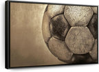 Elephant Stock Worn Soccer Ball Wall Art - Horizontal Framed Canvas - 1-Piece Living Room Wall Decor - Photography sports Canvas Print - Brown and Gray Decor for Wall - 25" X 17"