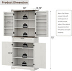 72'' Kitchen Storage Pantry Cabinet, Tall Storage Cabinet with 8 Door Shelves, 2 Cabinets and 1 Drawer, Freestanding Cupboard for Kitchen, Dining Room, Bathroom, Laundry, Off White