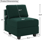 Belffin Modular Sofa Middle Module with Storage for Modular Sectional Sofa Couch Velvet Accent Armless Chair Green