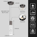 OKELI Modern Pendant Light,3Color LED Bubble Crystal Island Light Fixtures,Black Mini Pendant Lighting for Kitchen Island,Bar,6W,3000-6000K,ETL