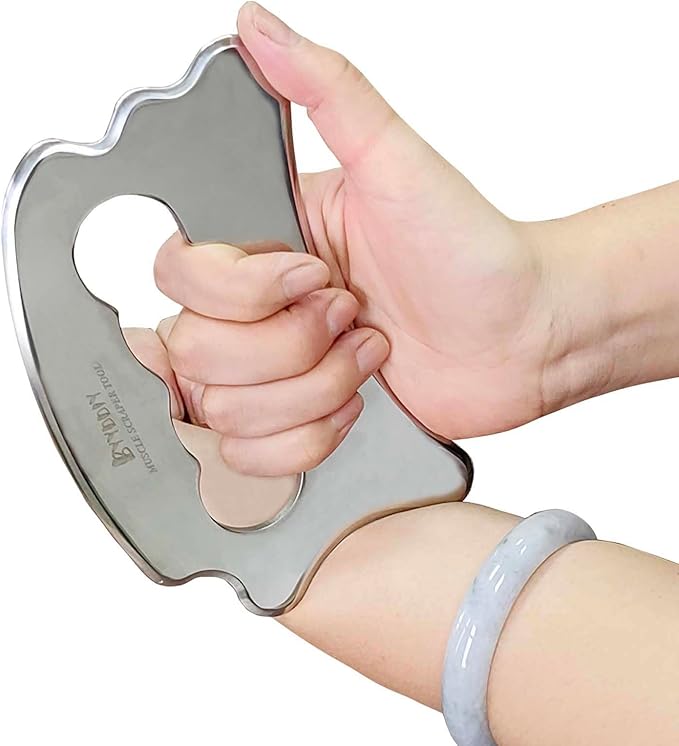 BYYDDIY Stainless Steel Massage Scraper Tool for Large Hands, Derma Edge Massage Tools,Gua Sha Scraping Tool for Physical Therapy,Muscle Scraper Tool (N)