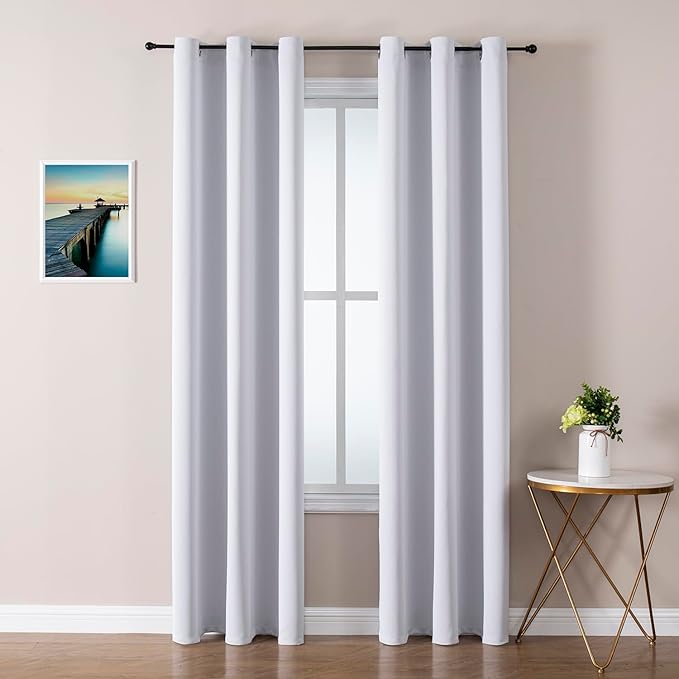 ChrisDowa Blackout Curtains 78 inches Long for Bedroom - 2 Panels Set Grommet Thermal Insulated Room Darkening Curtains for Living Room (Greyish White, 42 x 78 Inch)