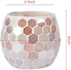 Votive Candle Holder Tea Lights - Glass Candle Holders, Mosaic Tealight Candle Holder, Candle Jar Cup for Wedding Centerpiece Party Table Decorations, Valentines Day Decor