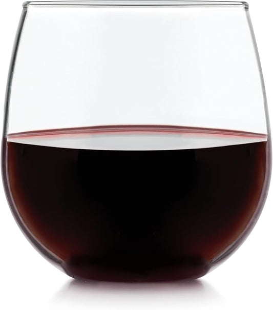 Libbey Stemless Red Wine Glasses, 16.75 Oz Classy, Wide Bowl Stemless Wine Glasses Set of 8, Chip Resistant Glasses Drinking Set for Get-Togethers