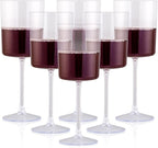 Ciaell 12 Pack Clear Plastic Wine Glasses - 10 Oz Disposable Wine Glasses with Stem for Parties & Weddings & Poolside & Outdoors & Camping