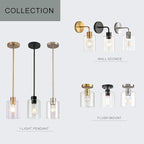Brass Pendant Lights Kitchen Island - Gold Clear Glass Pendant Light Fixture Multiple Stems Rods 3 Units 12 Inch 3 Units 4 Inch (3 Pack Brass)