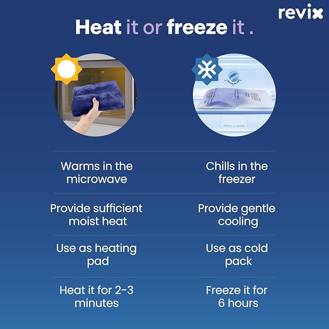 REVIX Microwavable Knee Heating Pad, Heated Wrap with Moist Heat for Elbow & Joint Support, Reusable Hot or Cold Compress for Women & Men