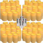 Set of 72 Flameless Led Battery Opeated (D2.2'' x H4''5''6'') Waterproof Outdoor Indoor Candles with 10-Key Remotes and Cycling 24 Hours Timer