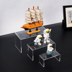HIIMIEI Acrylic Risers for Display Clear 3-Tier Risers Stands Showcase for Amiibo Funko Pop Figures, Dessert, Jewelry-8.4"x 6.3"x 4.3" (2 Sets)