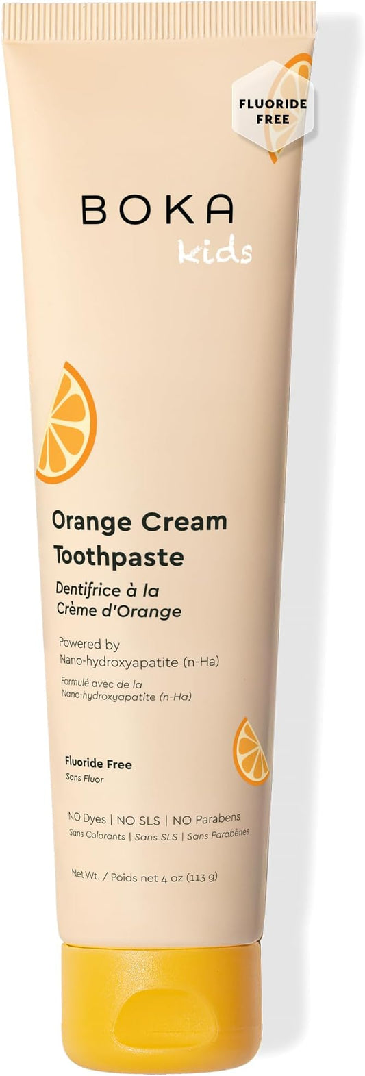 Boka Fluoride Free Toothpaste Nano Hydroxyapatite Toothpaste - Orange Cream Flavor, 4 oz 1Pk US Manufactured