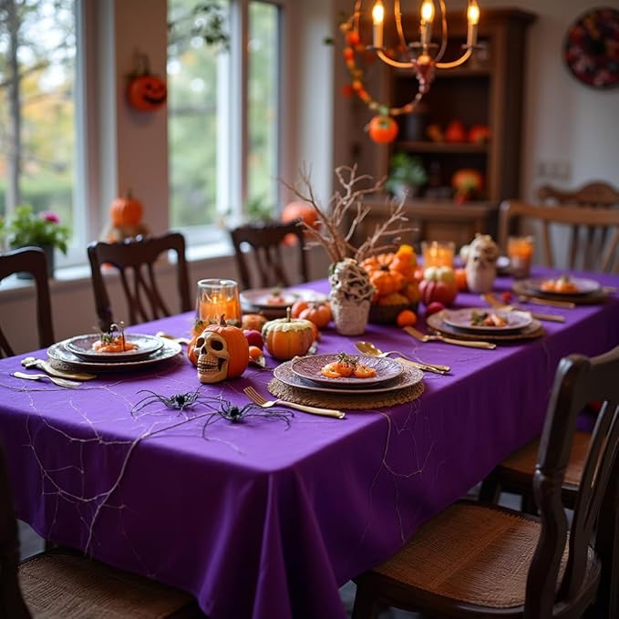 sancua Rectangle Tablecloth - 60 x 102 Inch - Stain and Wrinkle Resistant Washable Polyester Table Cloth, Decorative Fabric Table Cover for Dining Tables, Buffet Parties and Camping, Purple