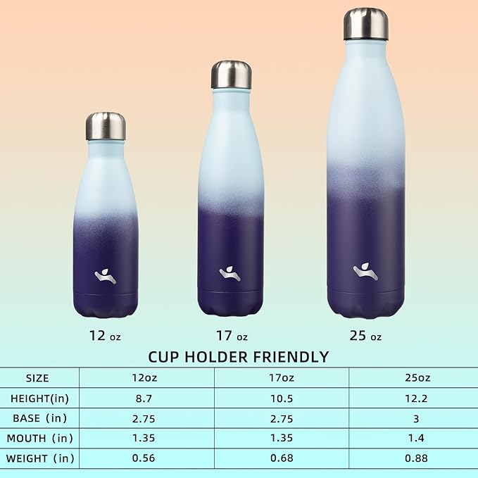 Insulated Water Bottles,25 oz Double Wall Stainless Steel Vacumm Metal Flask for Sports Travel,Ocean Dream