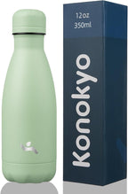 Insulated Water Bottles,12 oz Double Wall Stainless Steel Vacumm Metal Flask for Sports Travel,Macaron Green