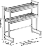 Kitchen Sink Rack Sink Above The Dish Drain Dish Washing Rack Stainless Steel Multifunctional Dish Storage Rack,Over The Sink Drying Rack for Dishes(2,85cm/33.5in)