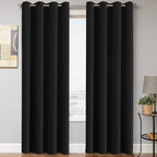 H.VERSAILTEX Thermal Insulated Grommet Blackout Curtains for Bedroom (2 Panels, 52 x 96 -Inch,Solid Black)
