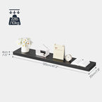 HOOBRO Floating Shelves for Wall, Wall Mounted Shelf Set of 2, 47.2" Hanging Shelf with Invisible Brackets, for Wall in Bathroom, Bedroom, Toilet, Kitchen, Living Room, Office, Black BK120BJP201