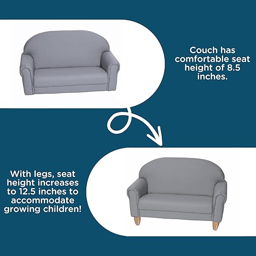 Children's Factory As We Grow Chair and Couch, Flexible Seating for Daycare or Preschool, Kids Reading Couch, Playroom Furniture, Gray