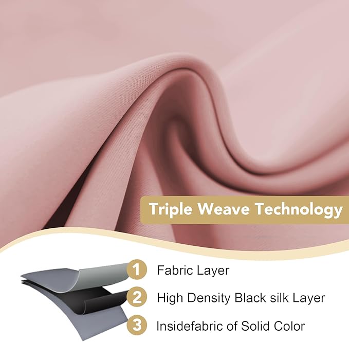 H.VERSAILTEX Blackout Curtains for Bedroom Thermal Insulated Room Darkening Living Room Curtains 84 Inch Long Grommet Privacy Protection Window Curtain Panels/Drapes for Nursery, 2 Panels, Baby Pink