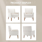 COLAMY Modern Wingback Living Room Chair Set of 2, Upholstered Fabric Accent Armchair, Single Sofa Chair with Lounge Seat and Wood Legs for Bedroom/Office/Reading Spaces, Beige