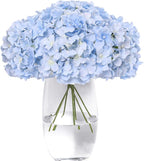 Tifuly Hydrangea Artificial Flowers -12 pcs Realistic Fake Hydrangea Silk Flowers with Stems Faux Hydrangea Flowers Heads for Office Home Party Wedding Centerpiece DIY Floral Decor(Sky Blue)