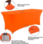 IVAPUPU 4FT Table Cloth for Rectangular Fitted Events Stretch Orange Table Covers Washable Cover Spandex Tablecloth Protector for Party, Wedding, Cocktail, Banquet, Festival