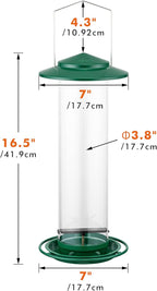 iBorn Metal Bird Feeder for Outside Hanging,Wild Bird Feeders for Cardinal,18cm Large Roof&Green,42CM Long,4.5lb High-Capacity(Seed is not Included)
